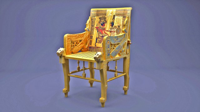 Tutankhamun Golden Throne Chair 3D Model