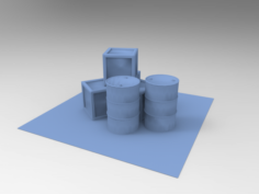 Boxes and barrels 3D Model