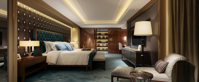 Stylish luxury home decoration – bedroom 6113 3D Model