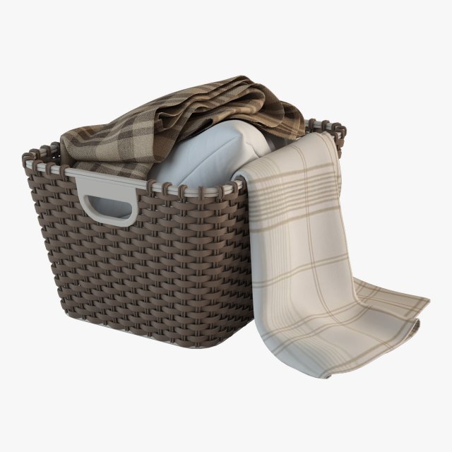 Wicker Basket 02 with Cloth 3D Model