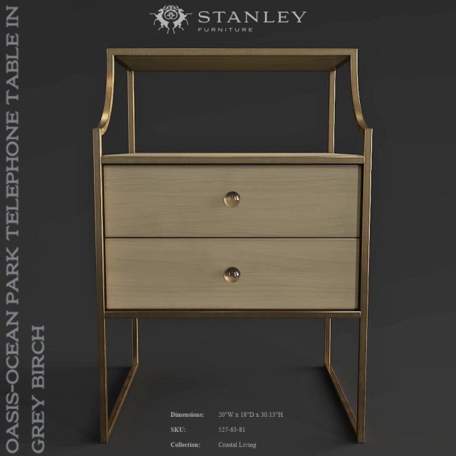 Stanley Furniture Oasis-Ocean Park Telephone Table in Grey Birch 3D Model
