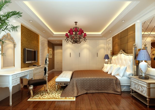 Stylish European bedroom 1831 3D Model