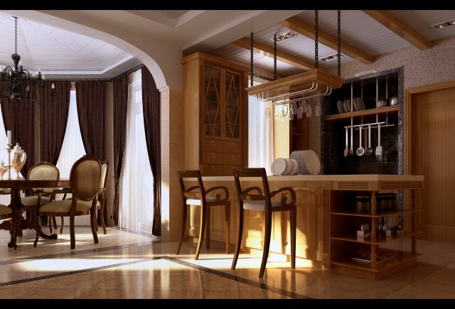 Luxury fashion European restaurant 1843 3D Model