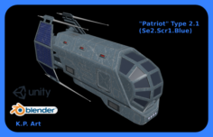 Space Ship Patriot Type 2-1 Se2-Scr1-Blue 3D Model