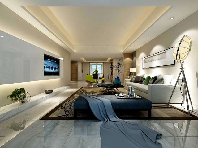 Stylish avant-garde living room design 173 3D Model