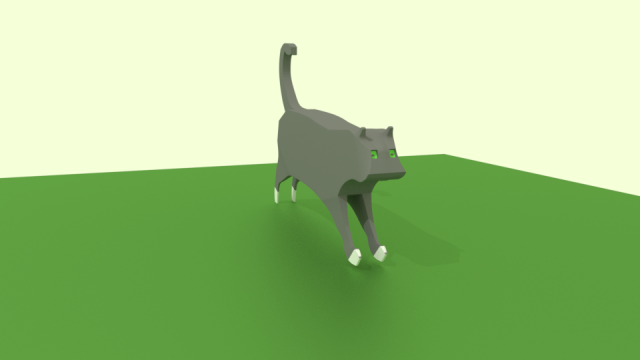 Low Poly Black Cat 3D Model