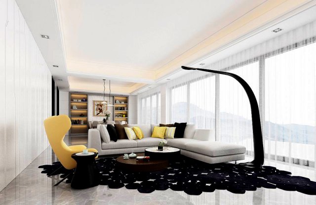Stylish avant-garde living room design 201 3D Model