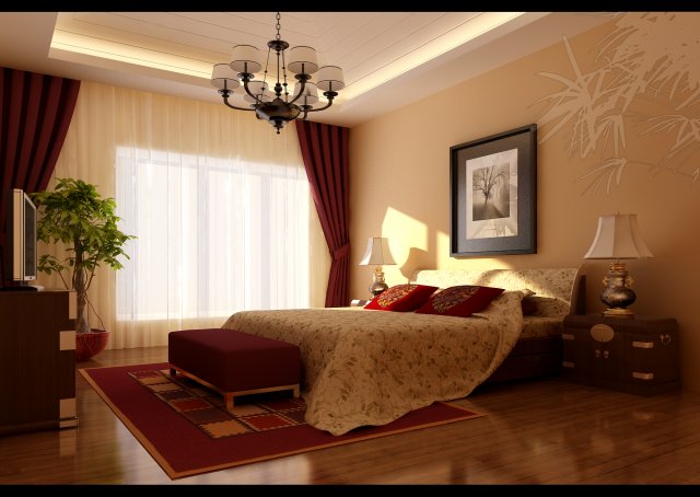 Stylish European bedroom 1853 3D Model