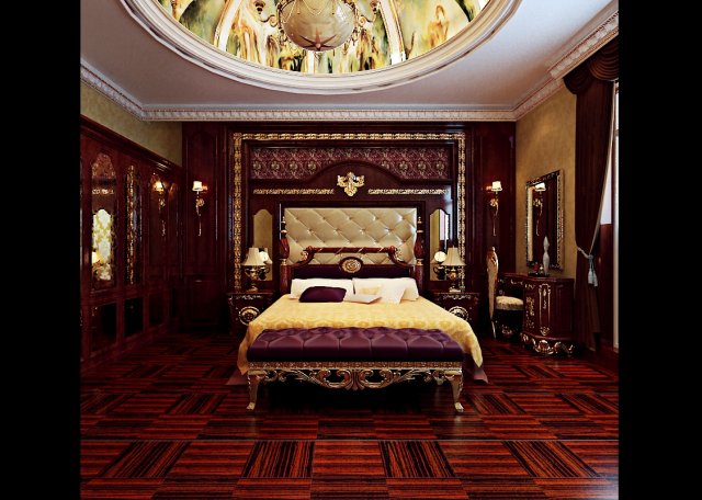 Stylish European bedroom 1886 3D Model