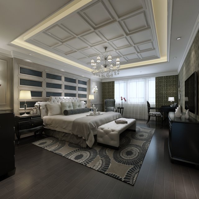 Stylish and welcoming bedroom 1814 3D Model