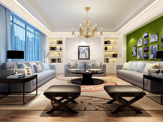 Stylish avant-garde living room design 202 3D Model