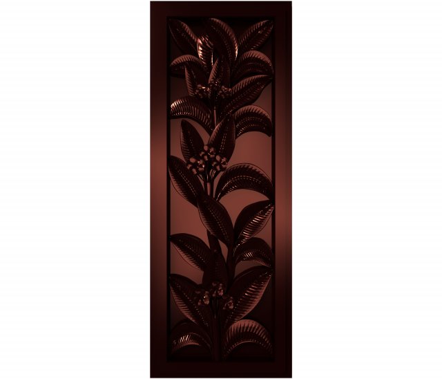 A plant with flowers in the frame bas relief for CNC 3D Model