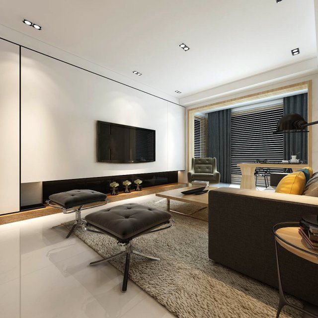 Stylish avant-garde living room design 93 3D Model