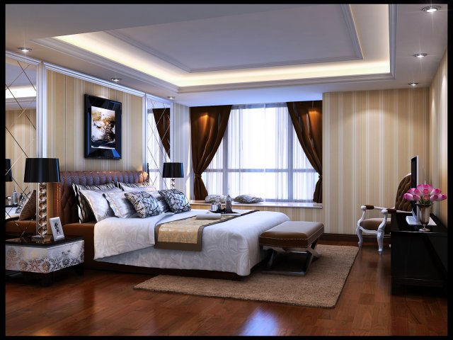 Fashion European bedroom 1801 3D Model