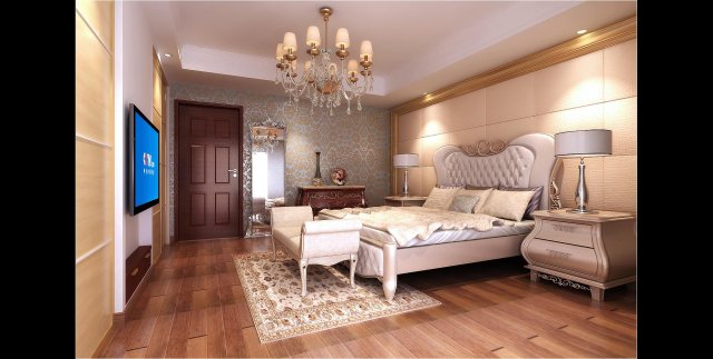 Stylish European bedroom 1892 3D Model