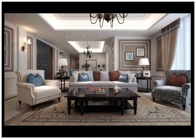 Modern fashionable living room 1833 3D Model