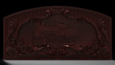 Steam locomotive Bas relief for CNC 3D Model