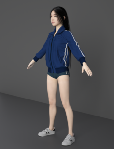 Long Hair Girl 3D Model