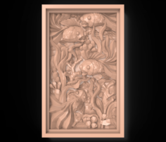 The fishes between seaweed bas relief for CNC 3D Model