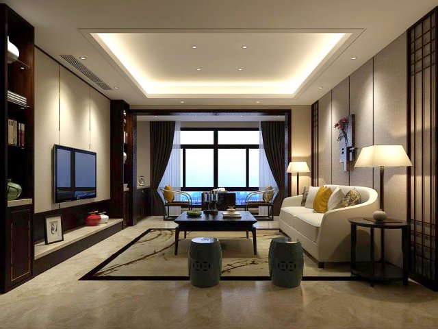 Stylish avant-garde living room design 87 3D Model