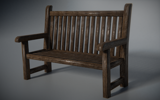 Wooden bench low poly 3D Model