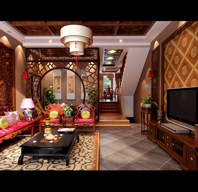Fashionable Chinese reversionary dining room 1816 3D Model