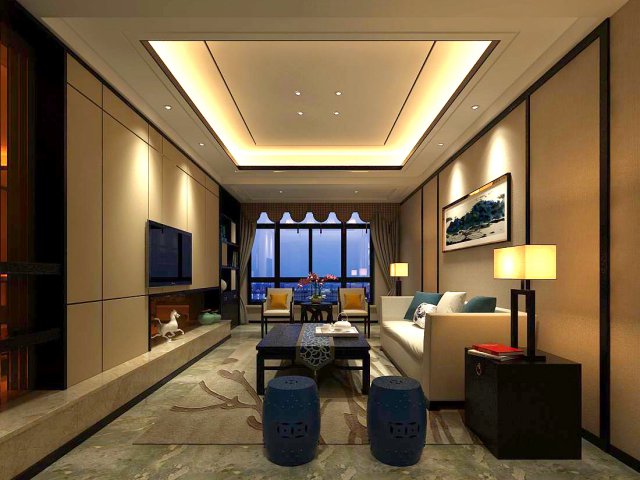 Stylish avant-garde living room design 59 3D Model