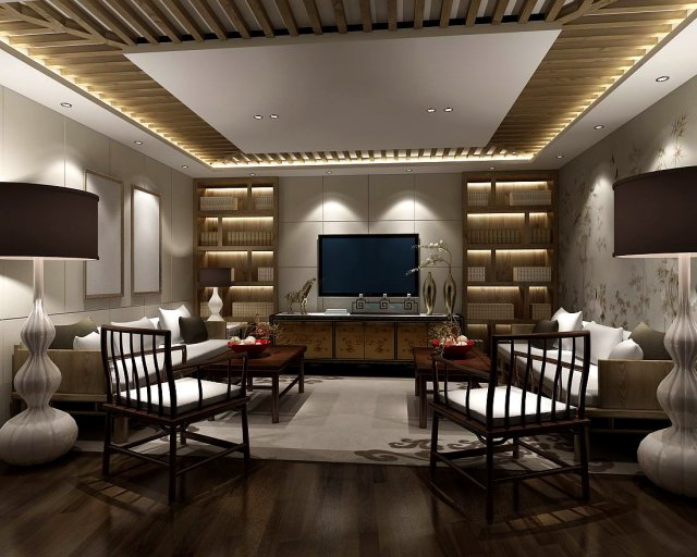 Stylish avant-garde living room design 80 3D Model
