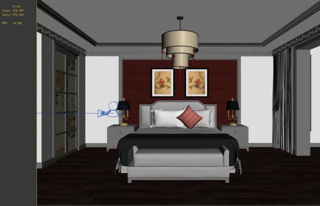 Chinese style retro bedroom 1816 3D Model