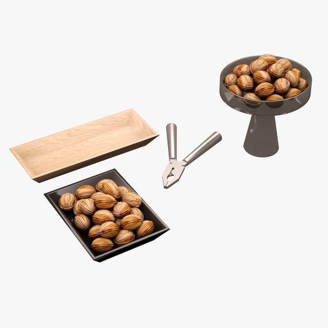 Kitchen Accessorie 02 Walnuts Board 3D Model