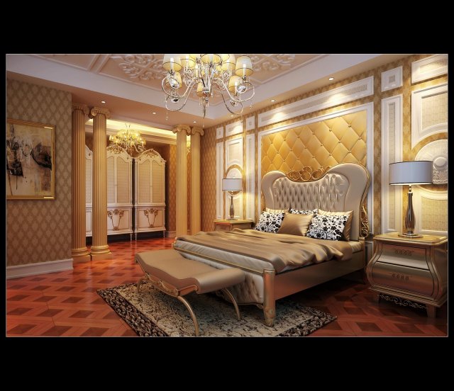 Stylish European bedroom 1891 3D Model