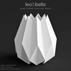 Vase Leo and Bella MENU FOLDED VASE TALL WHITE 3D Model