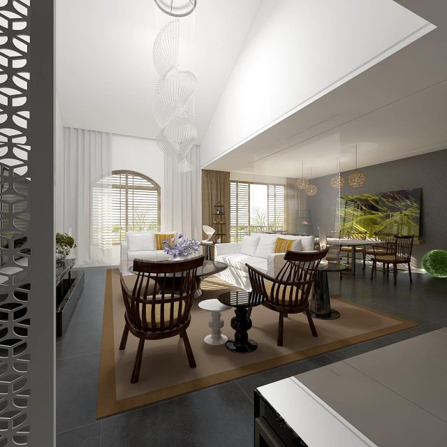 Stylish avant-garde living room design 199 3D Model