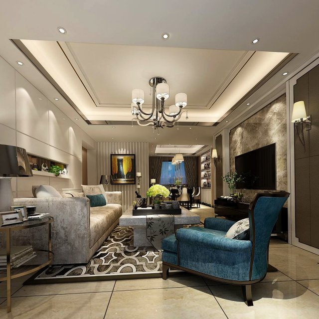 European-style living room design 08 3D Model