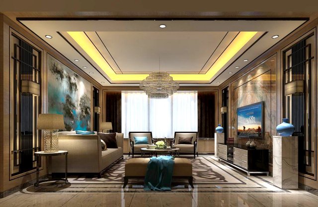Stylish avant-garde living room design 60 3D Model