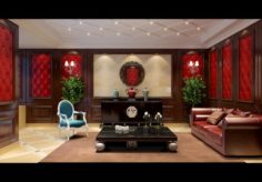 Concise retro European living room 3D Model