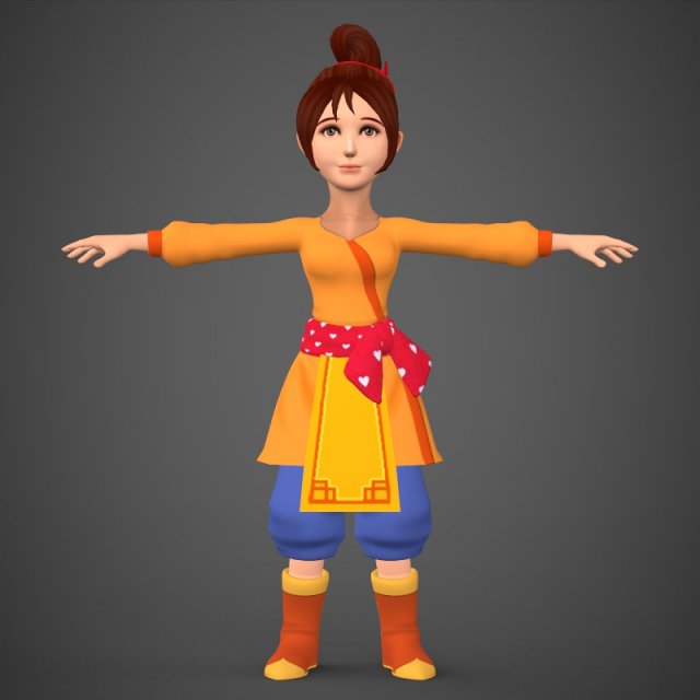 Cartoon Character Girl Babli 3D Model
