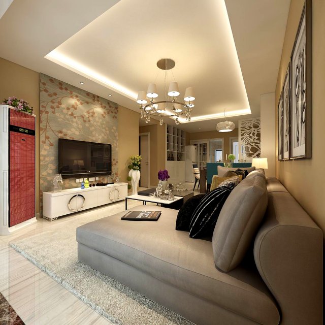Stylish family living room design 18 3D Model