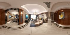 Panoramic neo-classical style living room dining room 17 3D Model