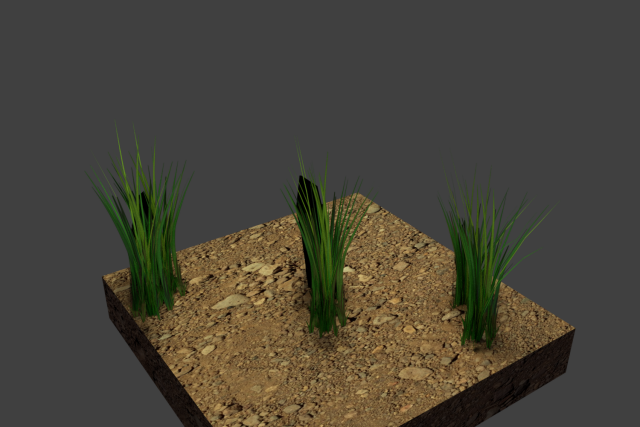 Realistic low poly grass 3D Model