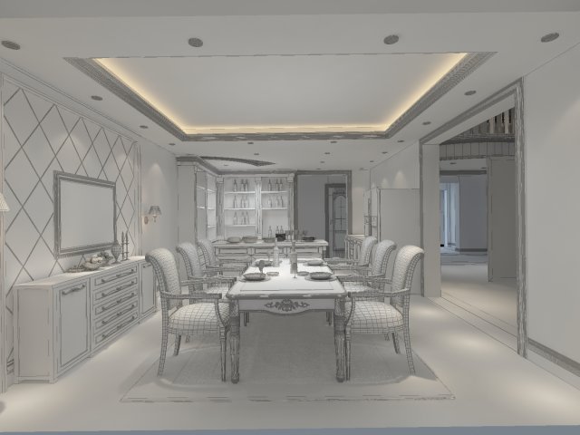 Luxury fashion European restaurant 1820 3D Model