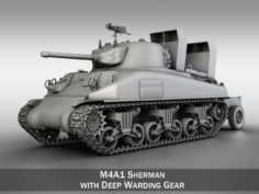 M4A1 Sherman with Deep wading gear 3D Model