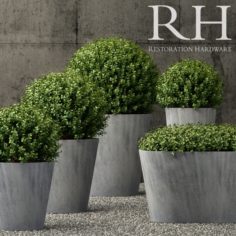 Restoration Hardware estate zinc round planters 3D Model