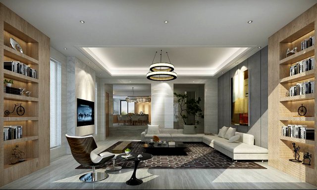 Stylish avant-garde living room design 187 3D Model