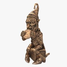 Gnome with a coin Bronze sculpture 3D Model