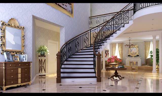 European living room stairs 1710 3D Model