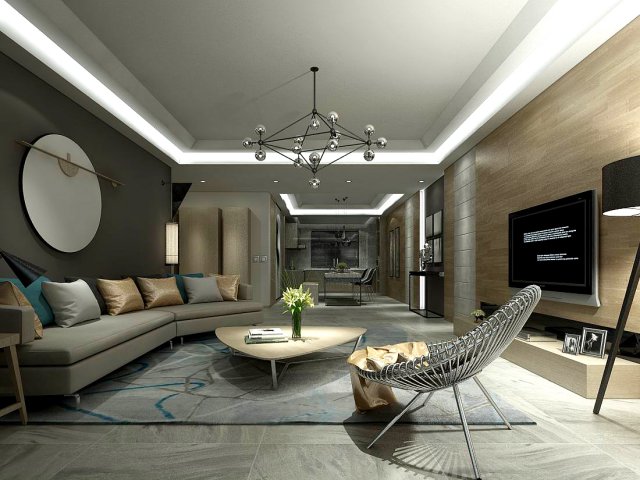 Stylish avant-garde living room design 160 3D Model