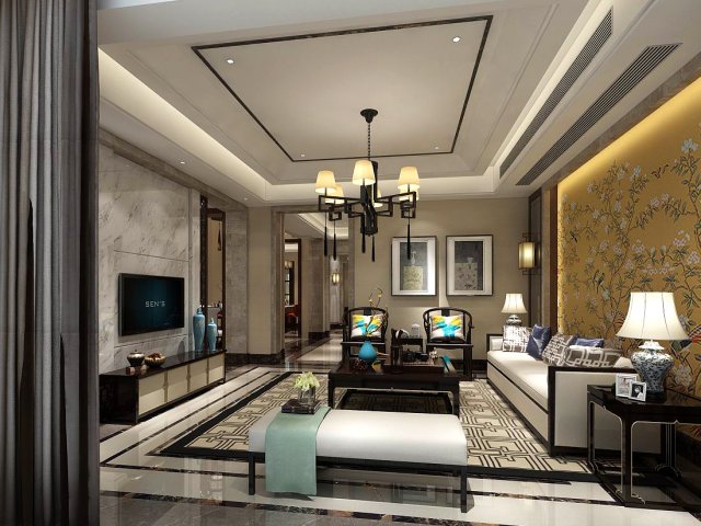 Stylish family living room design 27 3D Model