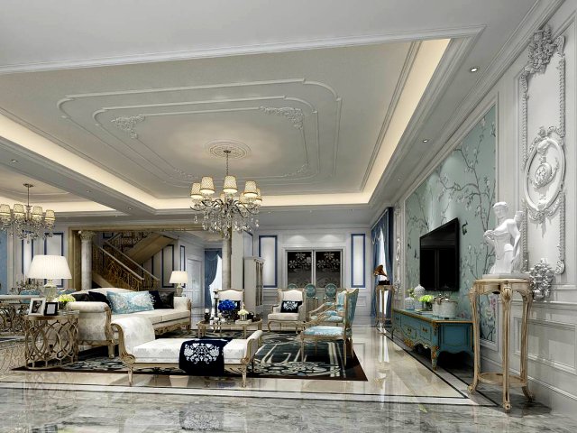 Stylish avant-garde living room design 50 3D Model