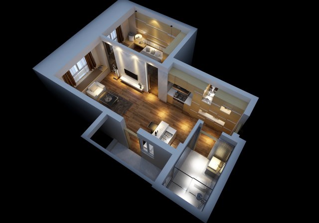 Single Apartment – Aerial View 02 3D Model